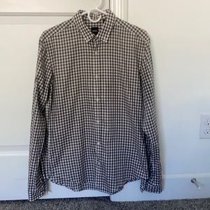 Hugo Boss Men's brown and white checkered button down size medium.